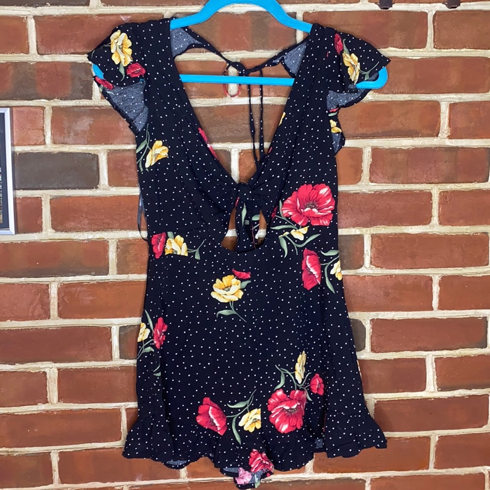 Women’s butterfly floral pokadot sleeveless romper shorts